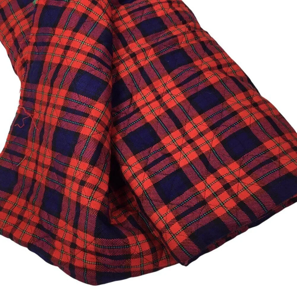 Pre-quilted Double Sided Fabric Red Blue Plaid & Black 60